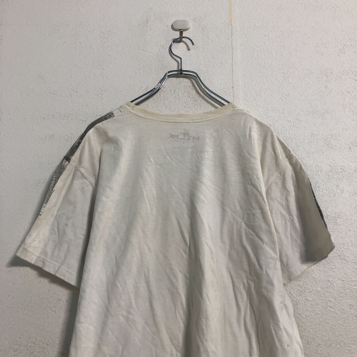 HELIX 半袖 プリント Tシャツ L ホワイト グレー ヘリックス メキシコ製 ビッグプリント スカル クロス 古着卸 アメリカ仕入 a506-7049_画像5