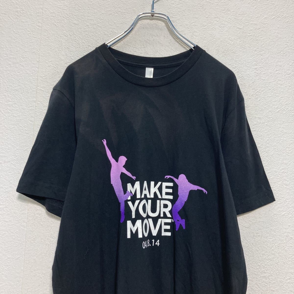 CANVAS 半袖 プリント Tシャツ M ブラック パープル ホワイト MAKE YOUR MOVE ダンス 古着卸 アメリカ仕入 a507-5619_画像2