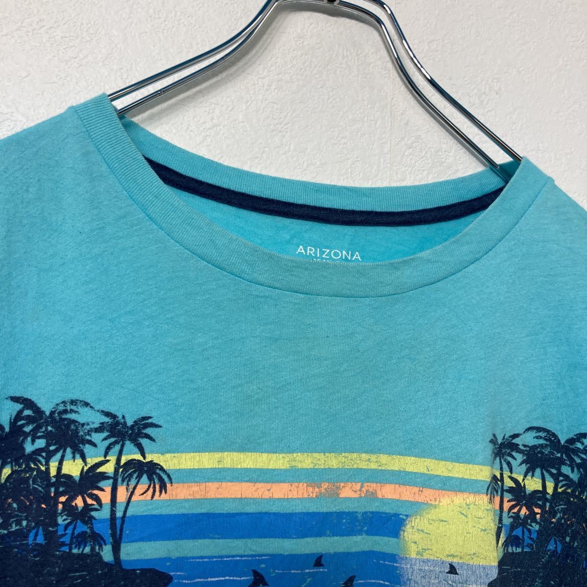 ARIZONA 半袖 プリント Tシャツ ユースサイズ XL 160～ ブルー ヤシの木 ビーチ アリゾナ 古着卸 アメリカ仕入 a507-5851_画像5
