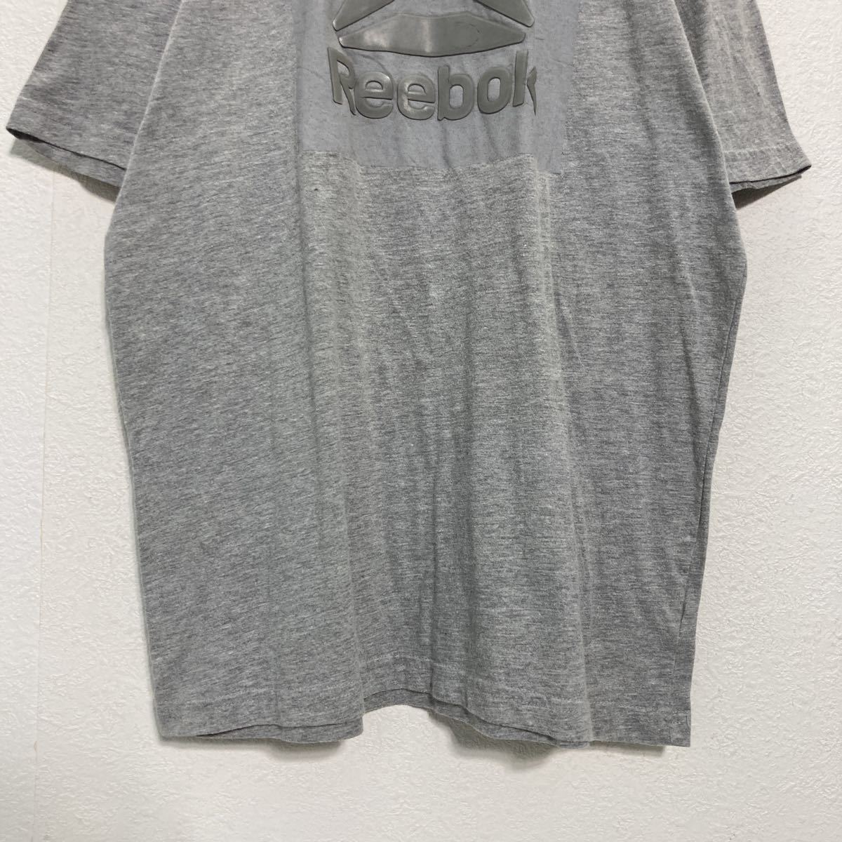Reebok 半袖 ロゴ Tシャツ M グレー 3D プリント 立体ロゴ リーボック スポーツ 古着卸 アメリカ仕入 a507-5942_画像3