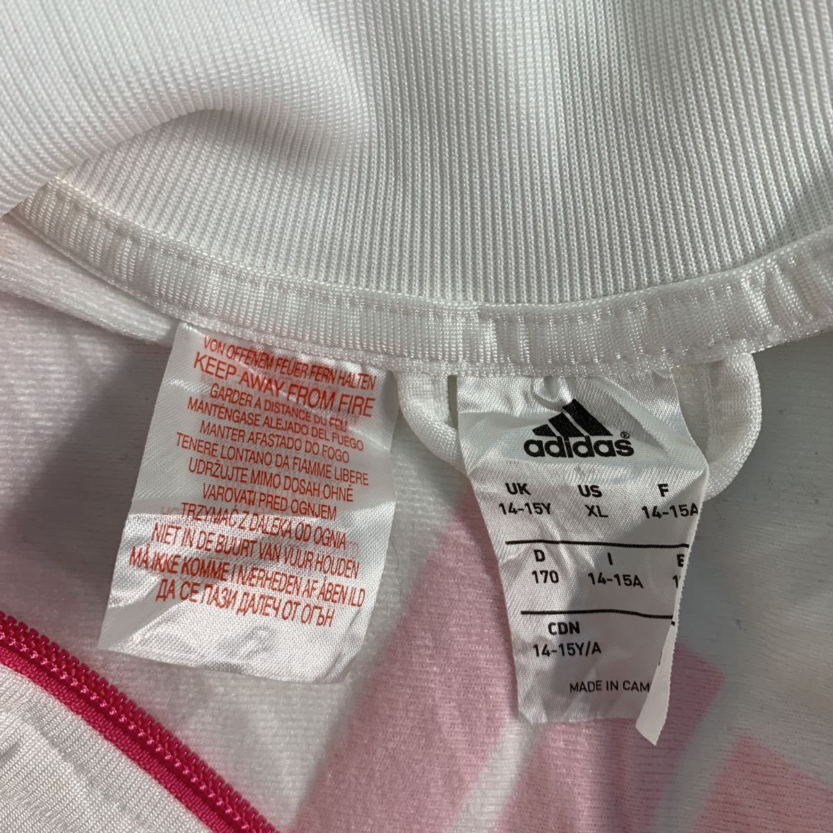adidas jersey Kids 170 white pink Kids Adidas Zip up pocket Logo old clothes . America buying up a507-6387