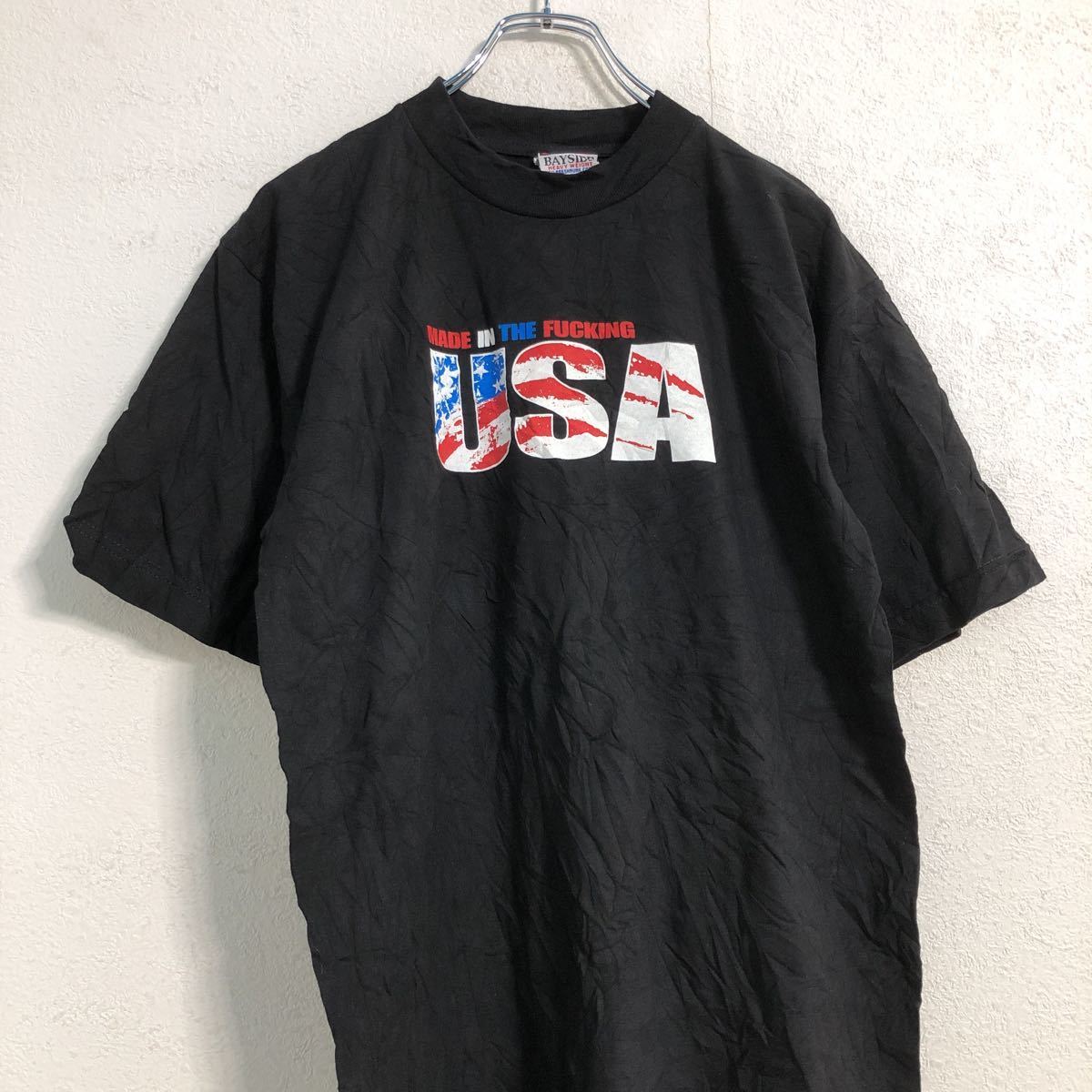 BAYSIDE 半袖 プリント Tシャツ M ブラック ホワイト レッド ブルー ベイサイド アメリカ製 古着卸 アメリカ仕入 a507-6453_画像2