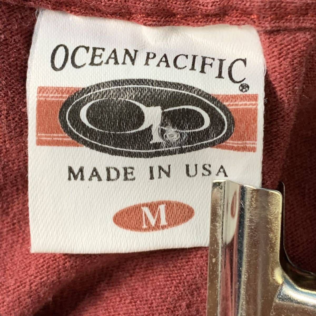 OCEANPACIFIC ロゴ Tシャツ ウィメンズ M バーガンディ レッド オーシャンパシフィック USA 100% コットン 古着卸 アメリカ仕入 a507-6651_画像7