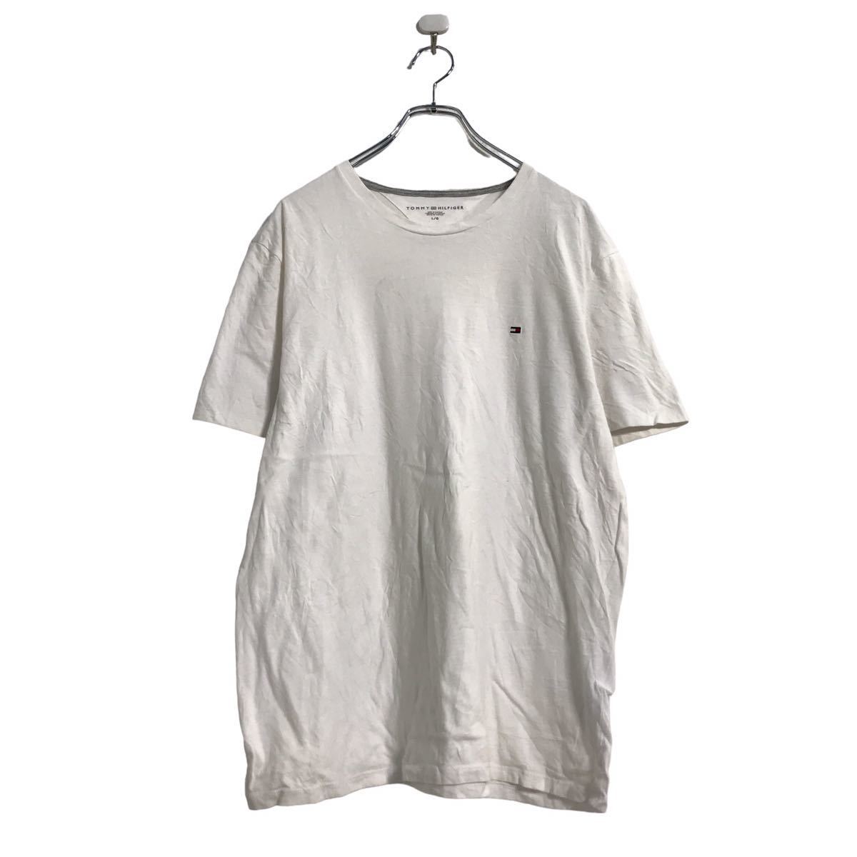 TOMMY HILFIGER 半袖 ロゴ Tシャツ L ホワイト トミーヒルフィガー ワンポイントロゴ 古着卸 アメリカ仕入 a507-6612_画像1