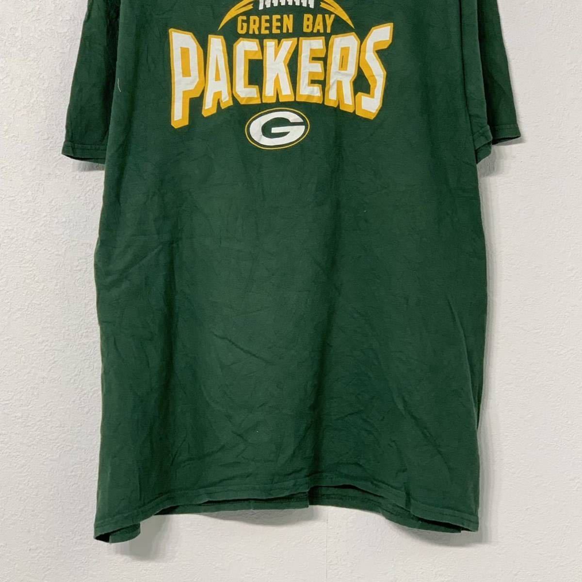 プリント Tシャツ ユースサイズ キッズ L グリーン カーキ アメフト PACKER グリーンペイ パッカーズ 古着卸 アメリカ仕入 a507-6563_画像3