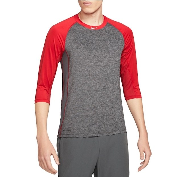 【日本未発売 USサイズS】ナイキ 野球 アンダーシャツ Nike Pro Dri-FIT Men's 3/4-Sleeve Baseball Top 赤 レッド
