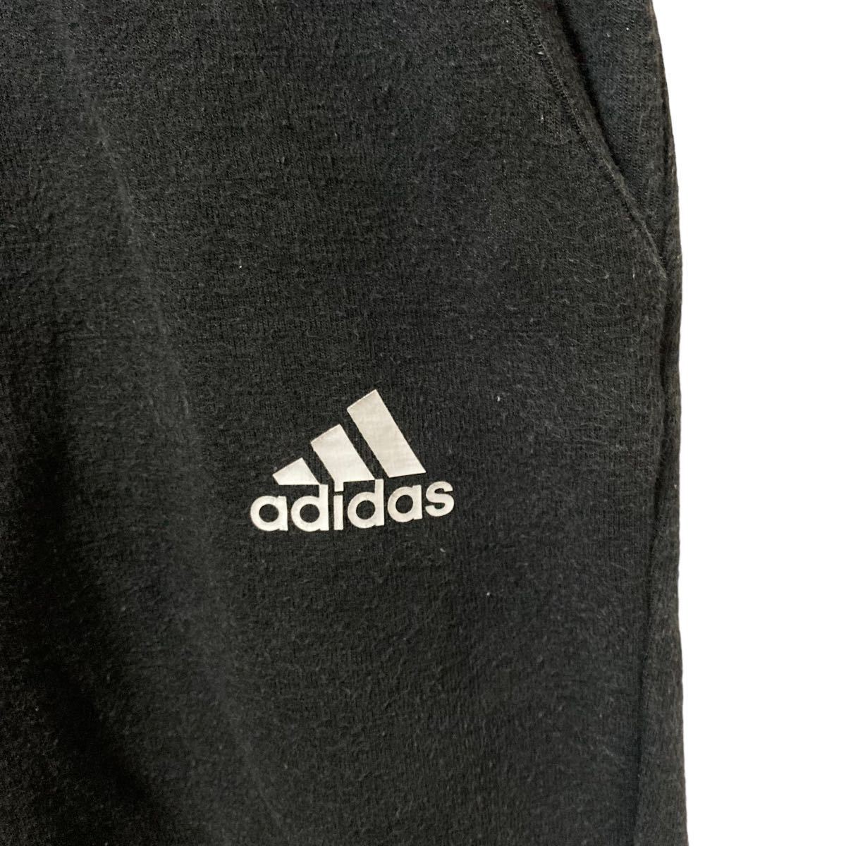 adidas アディダス パフォーマンスロゴ 刺繍 スウェットパンツ ジャージ 黒 サイズ150 中古 古着