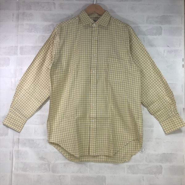 HACKETT London ハケットロンドン 日本製 コットン チェック 長袖 シャツ SIZE：41 クリーム/ブルー MH632023071605_画像1