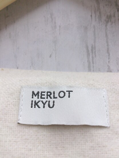 MERLOT IKYU メルロー ワンピース 長袖 フレア シンプル 綿・麻MIX ひざ丈 毛羽立ち有 サイズ不明 アイボリー レディース 1305000002610_画像3