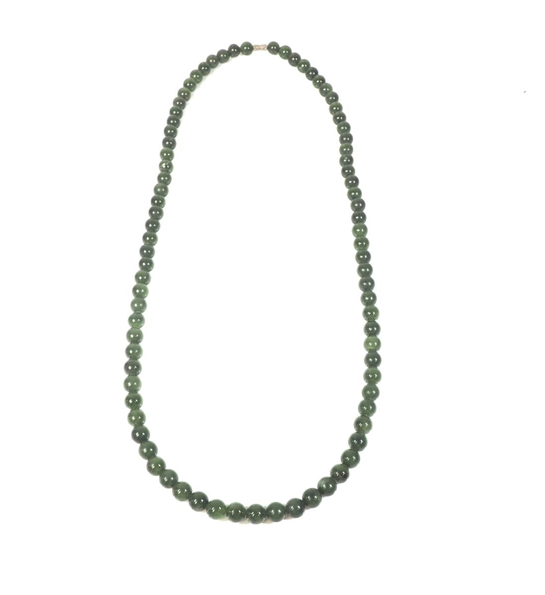 中国翡翠9mm玉ロングネックレス 全長80cm 重さ128g 翡翠は東洋において成功や繁栄の石として知られています。 NYK507
