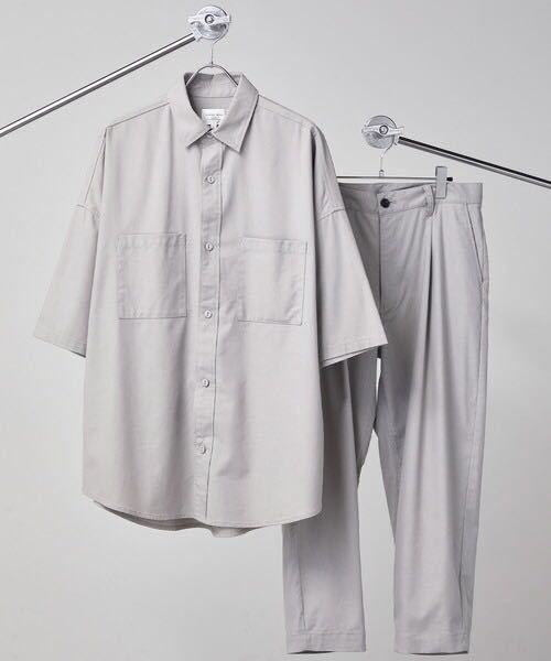 新品 Loungewear tokyo 麻レーヨン オーバーサイズ 半袖シャツ&テーパードパンツ セットアップ L ライトグレー 送料無料