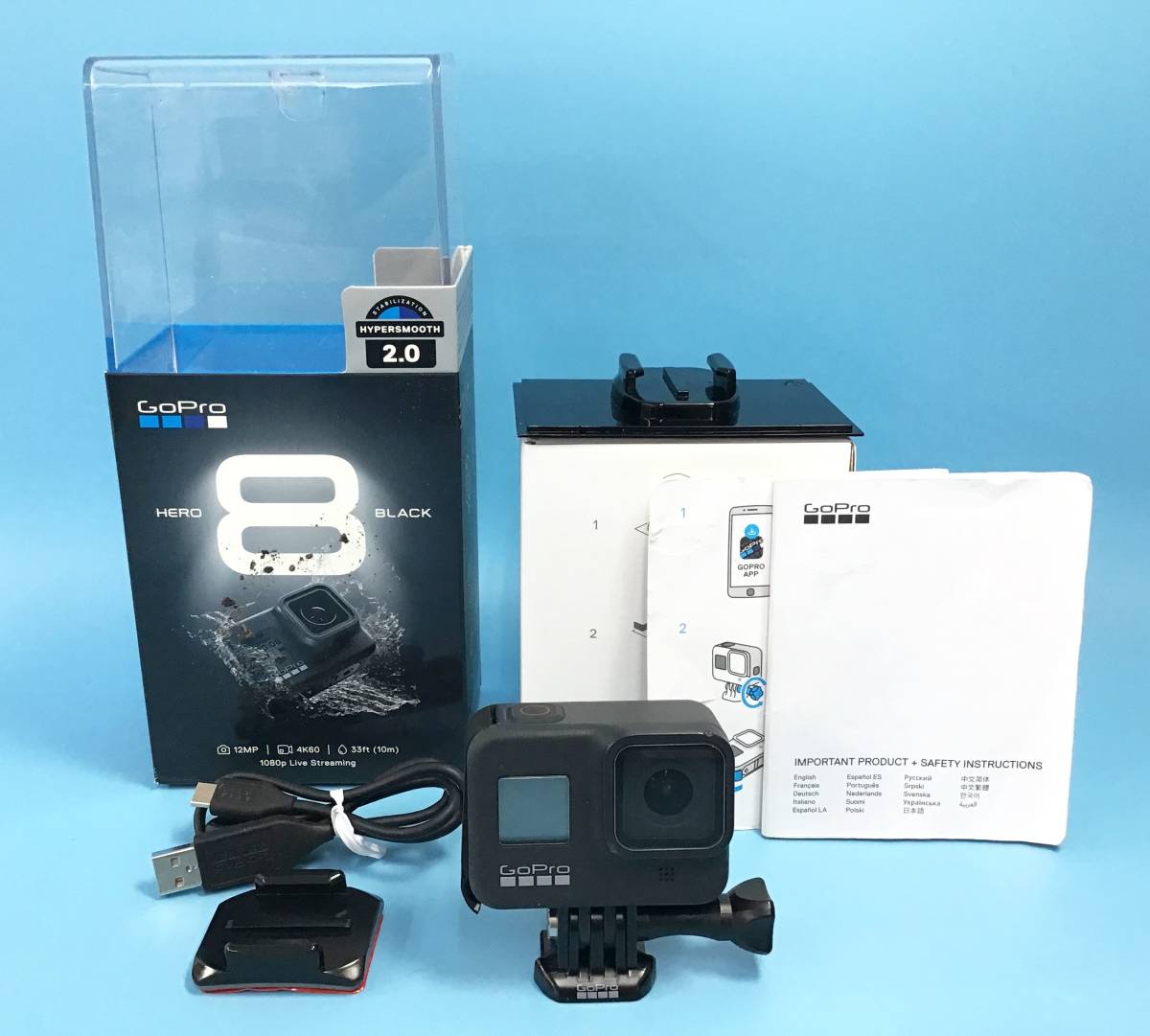 激安通販販売 GoPro HERO8 Black アクションカメラ CHDHX-801-FW 取説 本体 バッテリー 電源 ゴープロ 4K  ウェアラブル