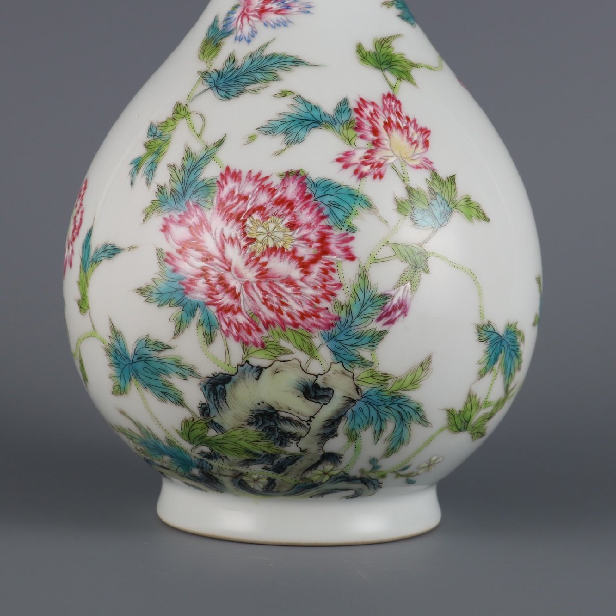 中国美術 粉彩 桃花紋 花瓶 華道具 色絵 磁器古美術 飾壺 花器 花入-