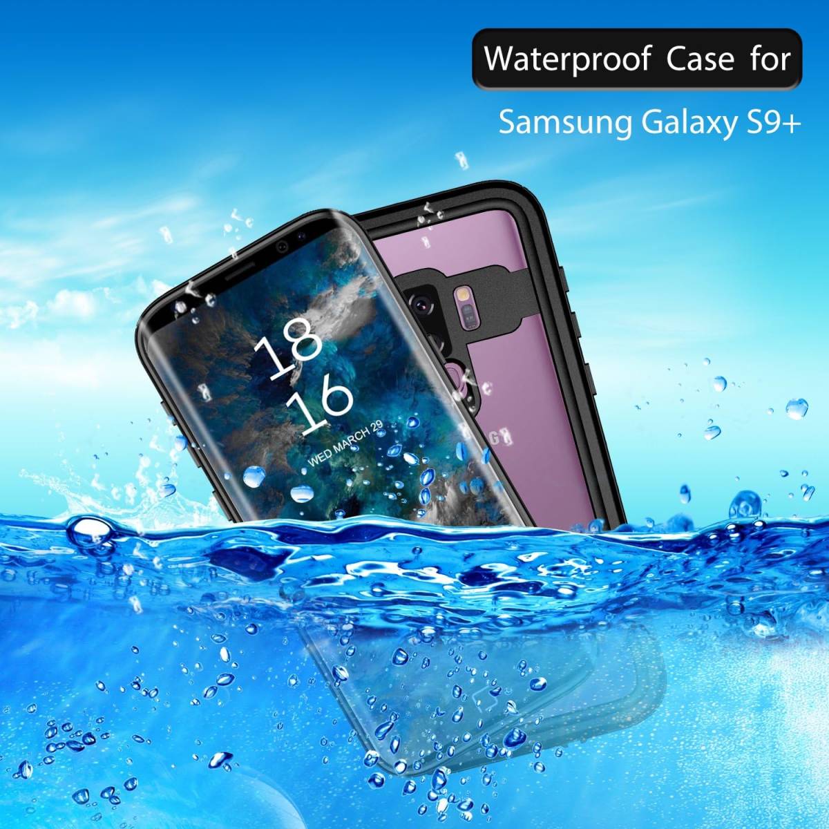  Galaxy S9 Plus 防水ケース指紋認証対応 防水 防雪 防塵 耐震 IP68防水規格 SC-03K SCV39 ギャラクシーs9プラスストラップホール付き_画像3