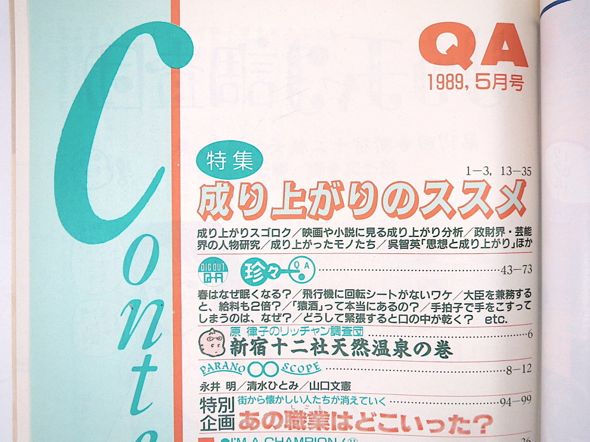 QA 1989年5月号◎成り上がりのススメ 映画・小説にみる成り上がり 政財界/芸能人 懐かしい職業 篠和裕 赤井英和 リボンの騎士 キュー・エー_画像5