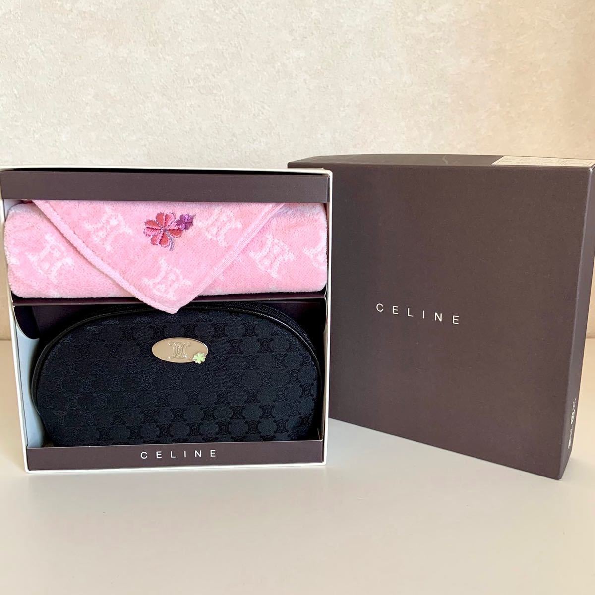 未使用 CELINE セリーヌ ポーチ タオルハンカチ 2点セット 未使用 CELINE セリーヌ ポーチ タオルハンカチ 2点セット
