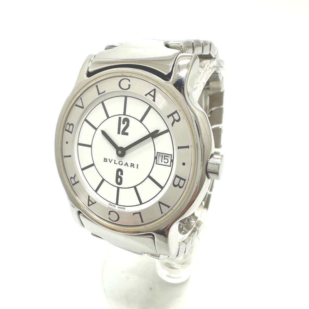 BVLGARI BVLGARY ST35S Solotempo кварц Date наручные часы SS серебряный мужской [ б/у ]