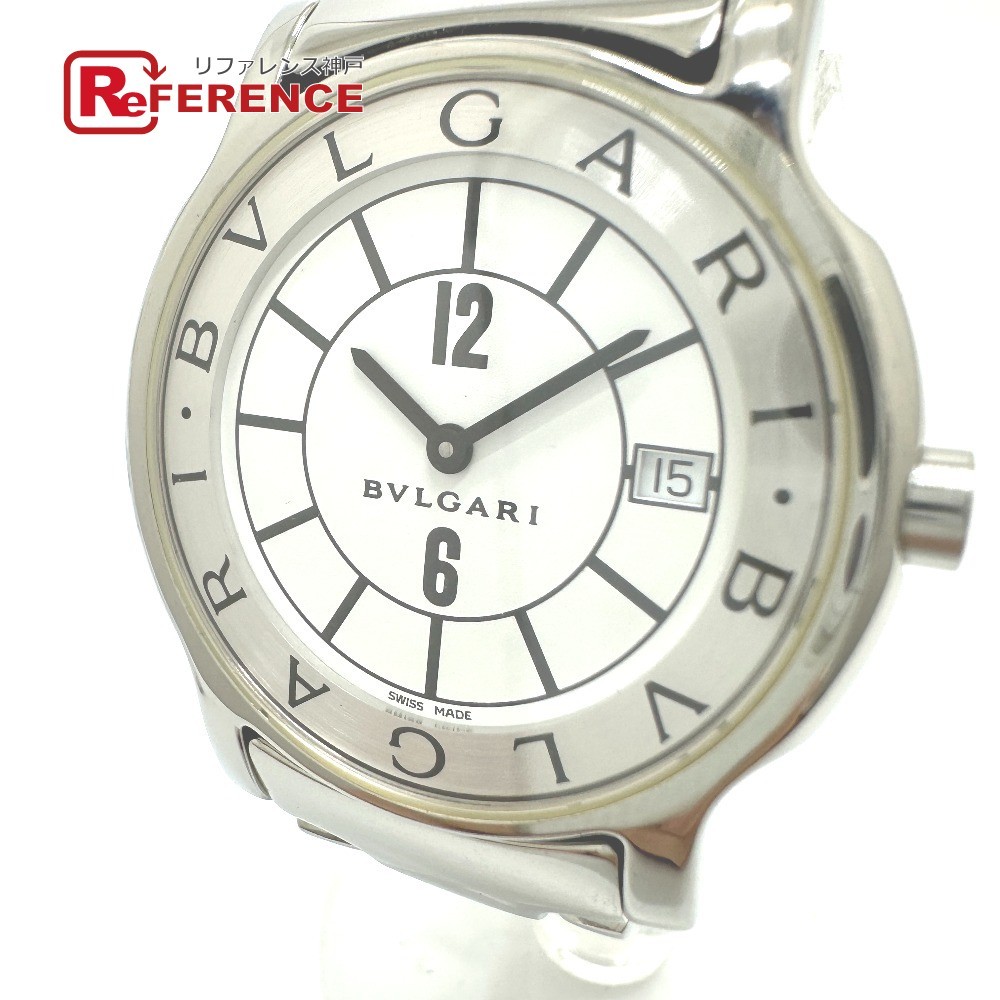 BVLGARI BVLGARY ST35S Solotempo кварц Date наручные часы SS серебряный мужской [ б/у ]