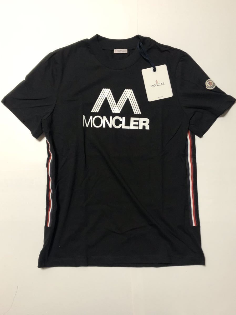 未使用 MONCLER SS TSHIRT モンクレール Tシャツ Mサイズ シャツ M 正規品 送料無料 ワッペン ブラック × トリコロール カラー シャツ