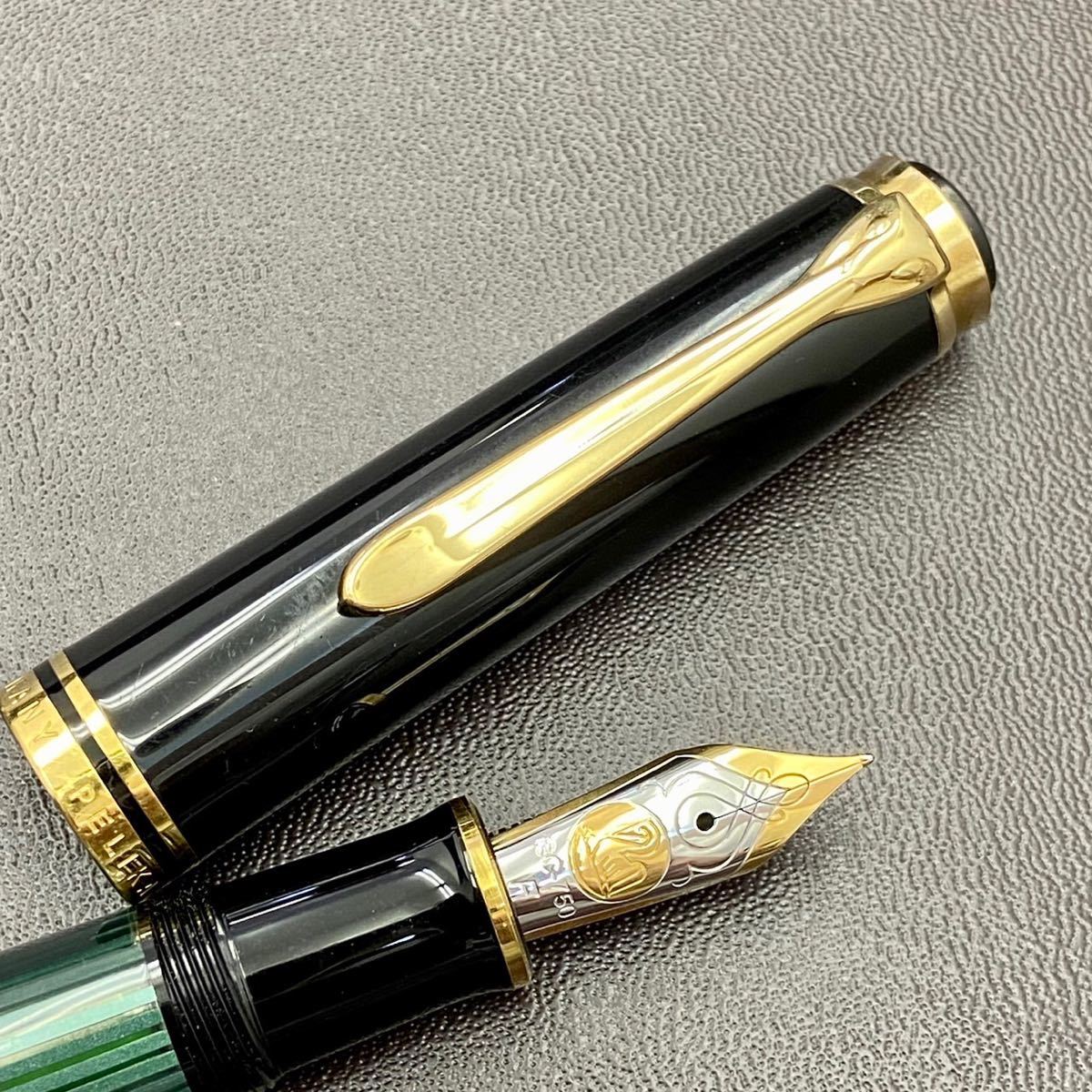 【Pelikan】ペリカン 万年筆 スーベレーン M800 グリーンストライプ　18C-750 Ｆ