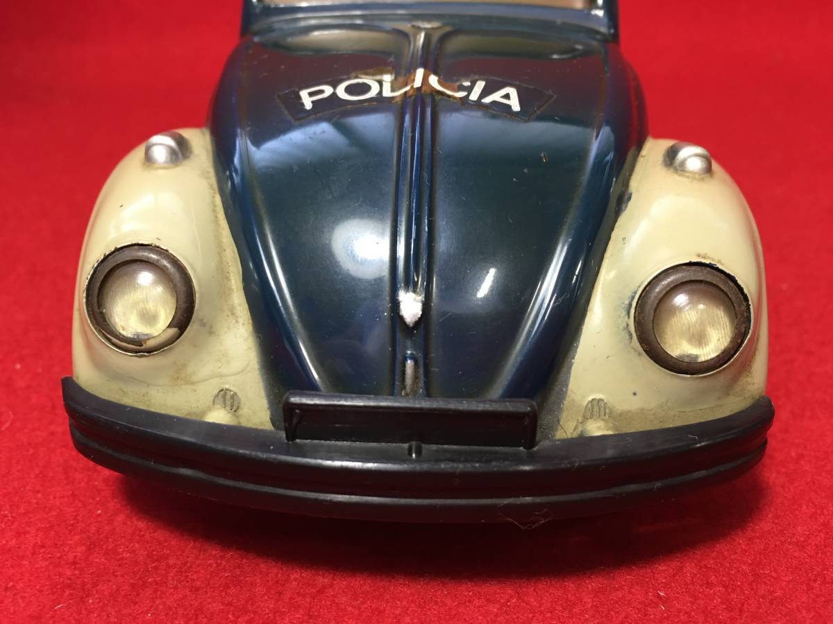 VW フォルクスワーゲン ビートル POLICIA ポリスカー パトカー オーバル ウインドウ 緑 グレー 二色 ミニカー 自動車 珍品 裏がブリキ 絶版_画像7