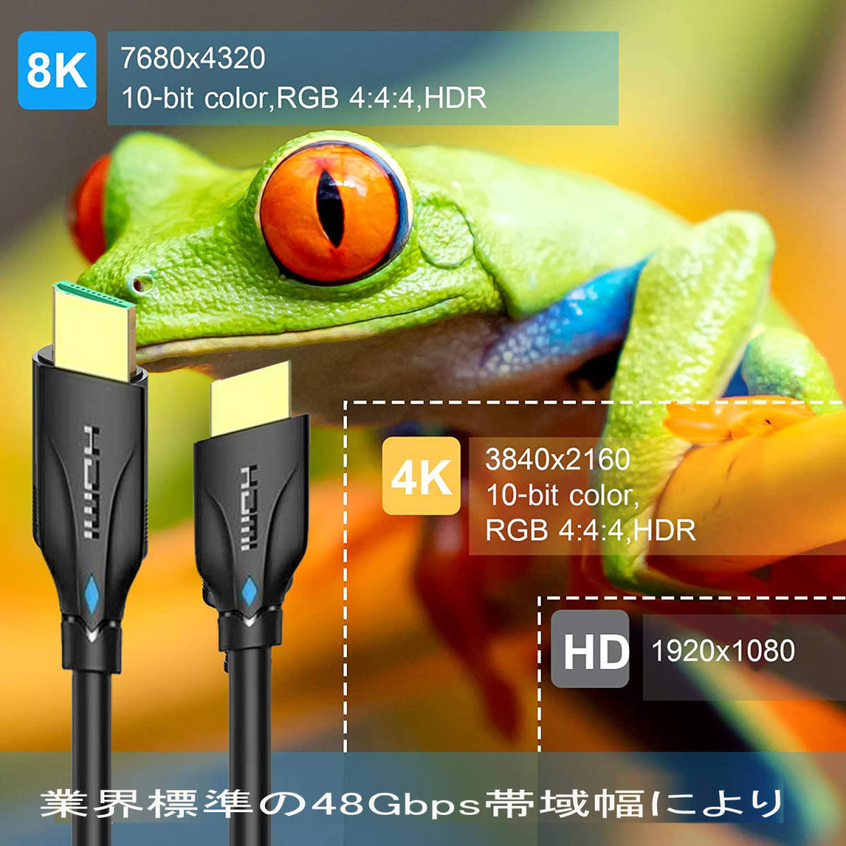 2m HDMI 2.1ケーブル8K/60Hz TV/ps5/Xbox/PC対応