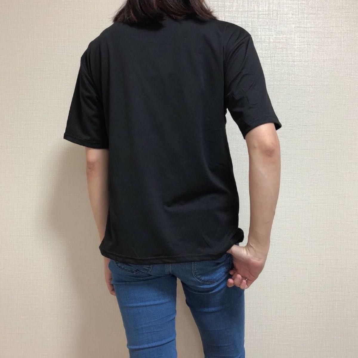 レディース　半袖　Tシャツ　ロゴ　シンプル　黒　ブラック　Lサイズ　ペア　おそろ　リンクコーデ
