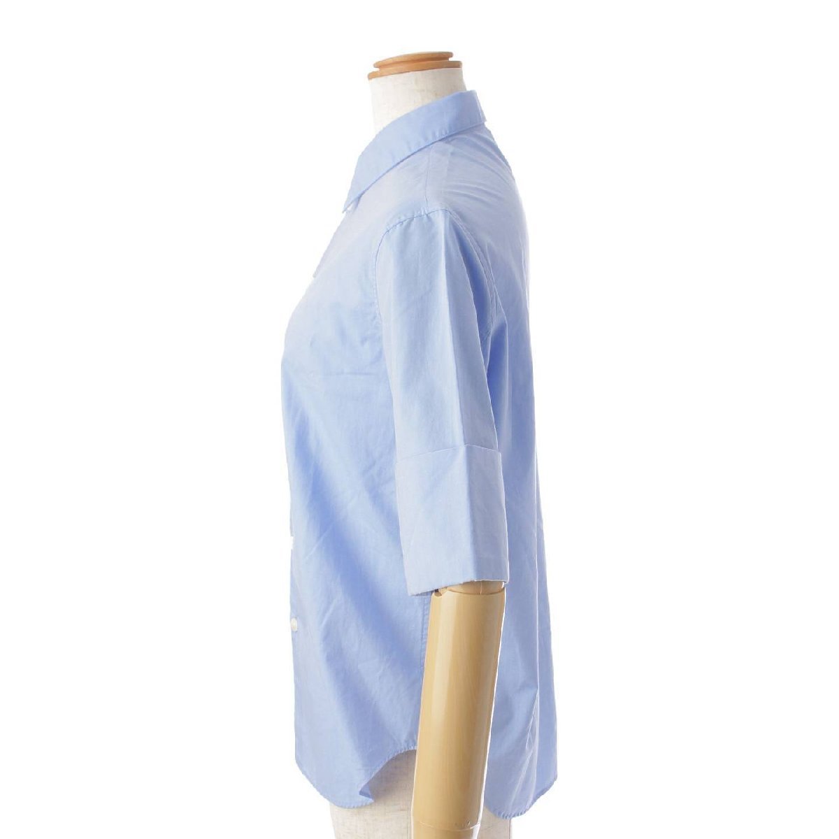 [ Madison blue ]MADISON BLUE 20 year big cuff . minute sleeve cotton shirt blouse MB201-5050 blue 01 184339