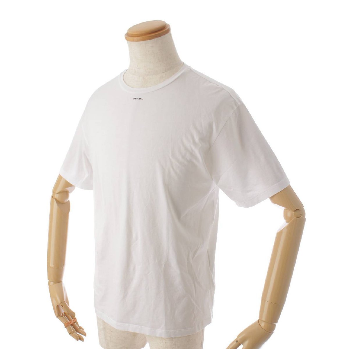 【プラダ】Prada　メンズ 22年 クールネック コットン 半袖 Tシャツ トップス UJN843 ホワイト XS 【中古】【正規品保証】182829_画像2