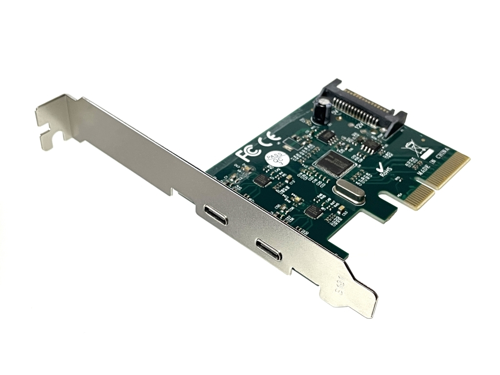【難あり】USB3.1 Type-C 2ポート 拡張ボード 10Gbps PCI-E X4 ロープロファイル用ブラケット付き_画像1