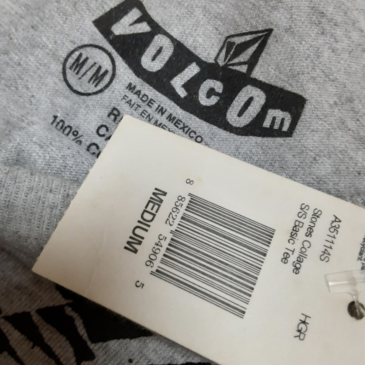 最値!未使用・デッドストック品!希少旧ロゴ!名作廃盤デザイン!ボルコム【VOLCOM】プリント Tシャツ!完売!グレー×ブラック!灰色黒 Mサイズ_画像5