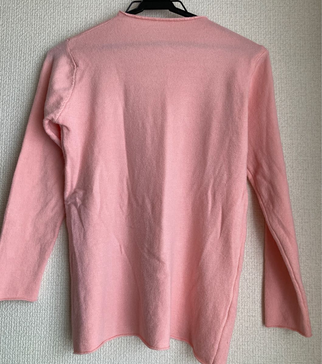 未使用 サーモンピンク ベビーピンク ニットプルオーバー クルーネック Mサイズ 細身シルエット 韓国ファッション