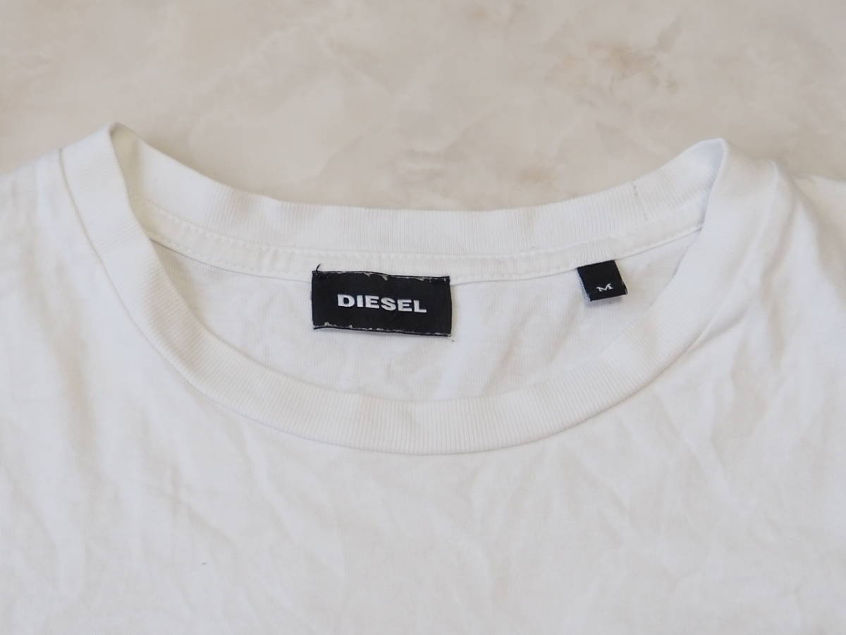 ☆送料無料☆ DIESEL ディーゼル 古着 半袖 Tシャツ メンズ M ホワイト トップス 中古 即決_画像3