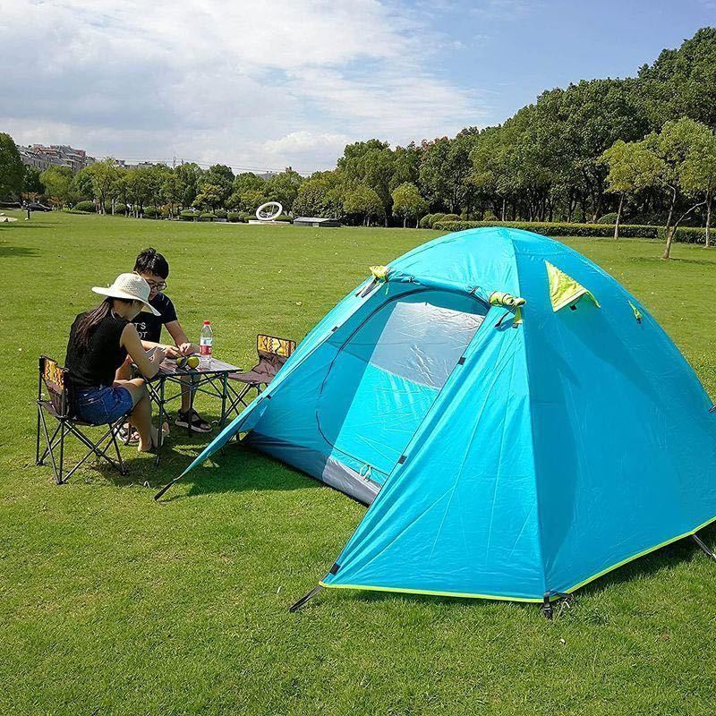 テント　高品質　アウトドア キャンプテント 3〜4人用 自立式 二重層 コンパクト 耐水圧3000mm 超軽量　組立簡単