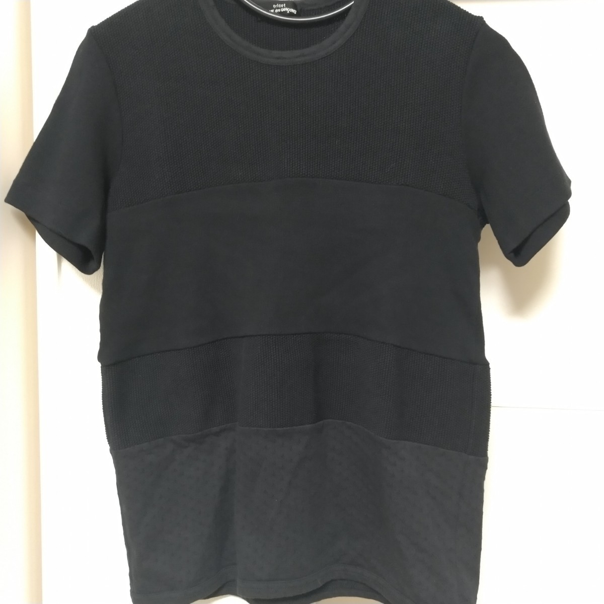  бесплатная доставка tricot COMME des GARCONS Toriko Comme des Garcons термический вафля переключатель короткий рукав футболка AD 1998 98 чёрный черный 