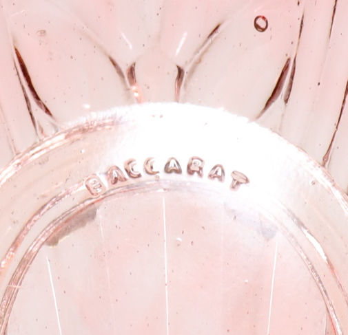 オールド・バカラ (BACCARAT) レア 月桂樹の葉 ローズ 稀少サイズ 大皿 グラデーション ローリエ トレイ トレー 薔薇色 長皿 アンティーク_画像9