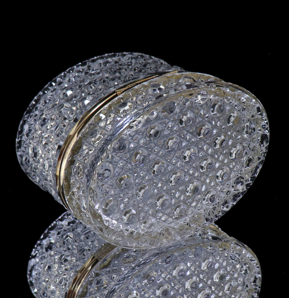 オールド・バカラ (BACCARAT) 19世紀 大型 1.2kg 全面ダイヤモンドカット オーバル型 ジュエリーボックス ディアマン・ピエーリー 宝石箱_画像7