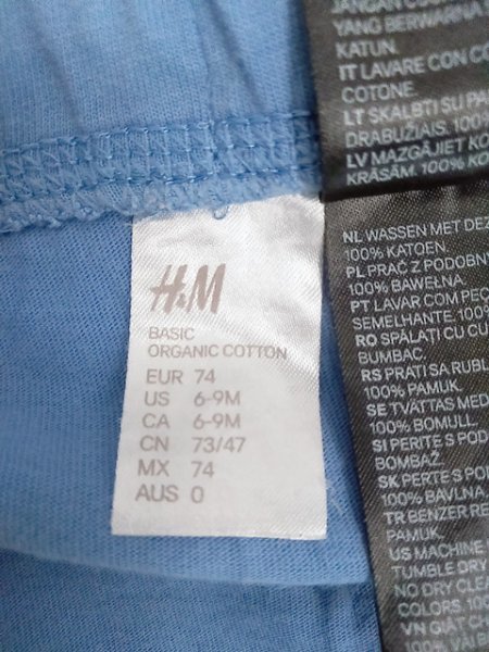 KU0091 0 бесплатная доставка б/у одежда H&M H and M шорты хлопок 100% размер 6-9M синий голубой baby для мужчин и женщин тонкий .. надеть обувь легко 