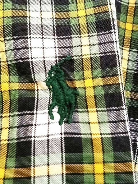 KU0403 ○送料無料 古着 RALPH LAUREN ラルフローレン キッズ ボタンダウン シャツ サイズ100cm グリーン チェック 男の子 綿100%_画像7