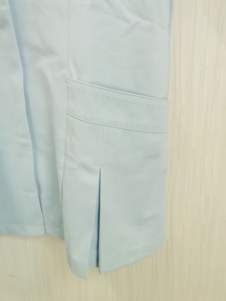 LU0327 ○送料無料 古着 レディース ナース服 Lサイズ 水色 ナースジャケット ファスナー 介護服 作業用 ナースウェア 半袖 看護の画像6