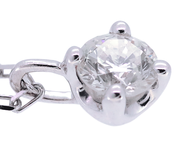 【質Shop天満屋】【必見】K18WG ダイヤトップ付ネックレス 一粒ダイヤ 0.15ct アズキチェーン 約1.3g 約44cm(アジャスター付)_画像3