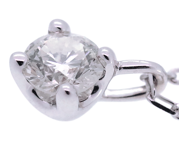 【質Shop天満屋】【必見】K18WG ダイヤトップ付ネックレス 一粒ダイヤ 0.15ct アズキチェーン 約1.3g 約44cm(アジャスター付)_画像2