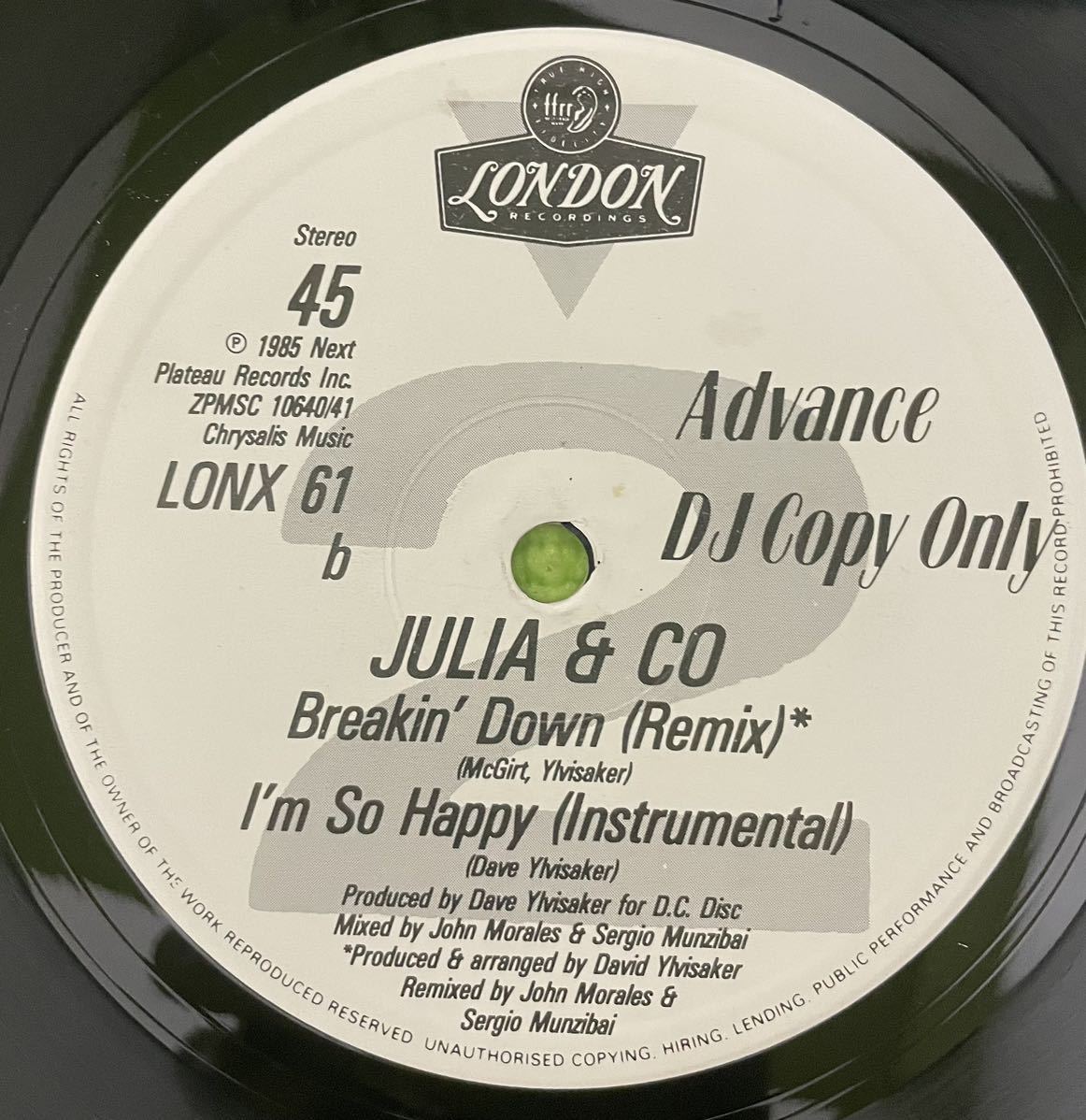 Soul disco record ソウル　ディスコ　レコード　JULIA & CO / I'm So Happy / Breakin' Down 1985_画像2