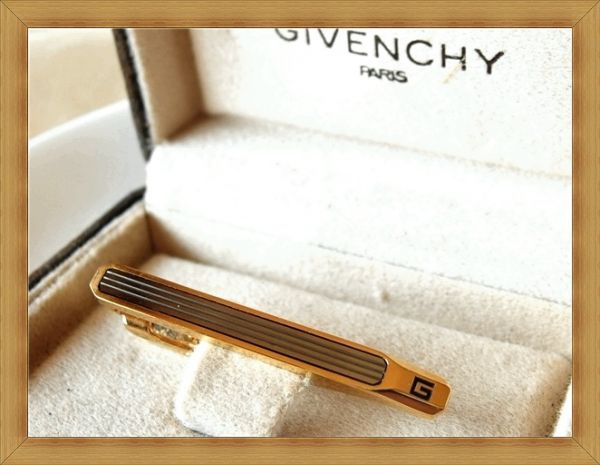 ★ Givenchy / GIVENCHY PARIS Винтажная ★ булавка ★для галстука ★ из золота × черный ★ металлик 000 с футляром