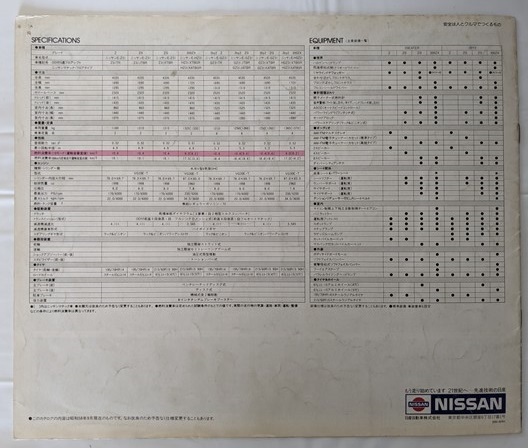 フェアレディZ　(Z31型)　車体カタログ　昭和58年9月　FAIRLADY Z　Z31 HZ31 GZ31 HGZ31　古本・即決・送料無料　管理№ 5902i