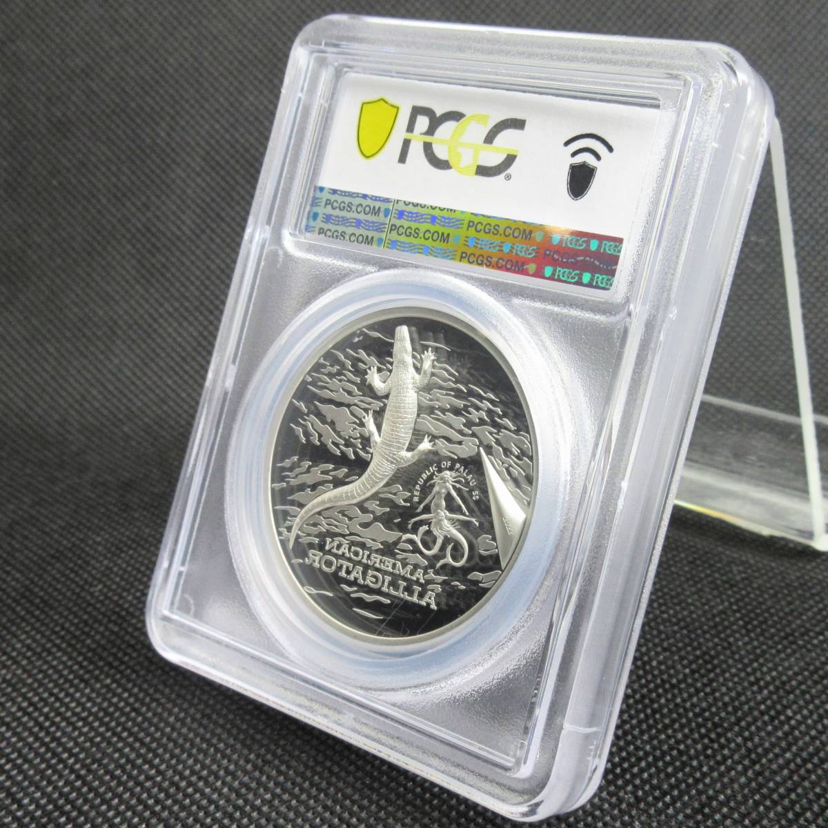 【最高鑑定!】 2022 パラオ 5ドル 銀貨 アメリカンアリゲーター ワニ PCGS PR70DCAM FDI ハイレリーフ アンティークコイン モダン 元箱あり_画像7