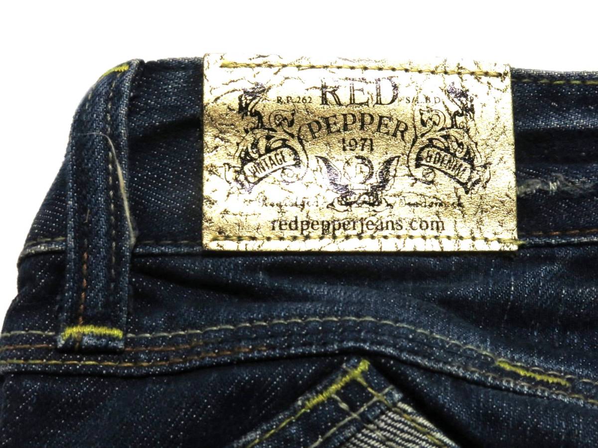  unused goods 16,590 jpy lady's REDPEPEER red pepper Denim damage processing size 25(W absolute size approximately 73cm) * absolute size W28 corresponding (.099)