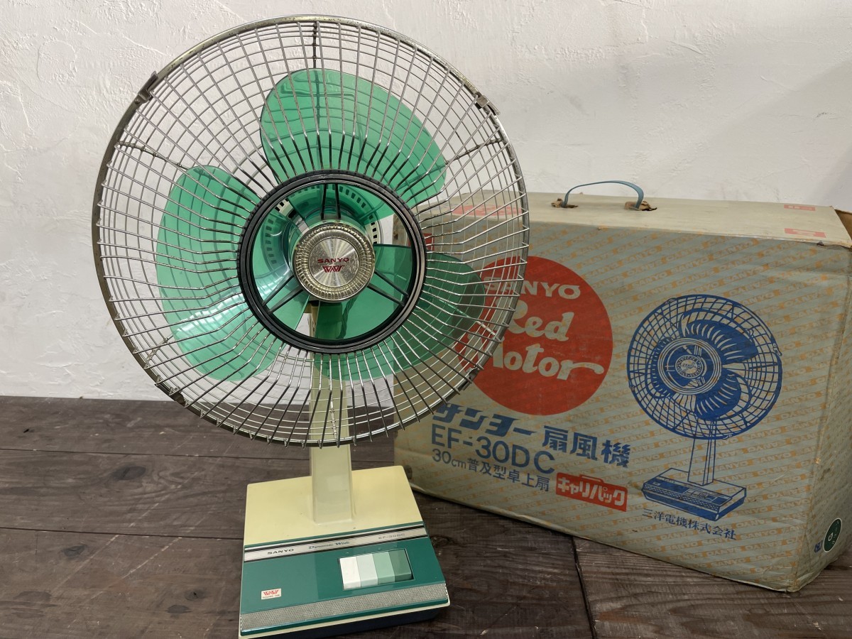 動作確認済みSANYO サンヨー扇風機EF-30DC グリーン30cm キャリパック