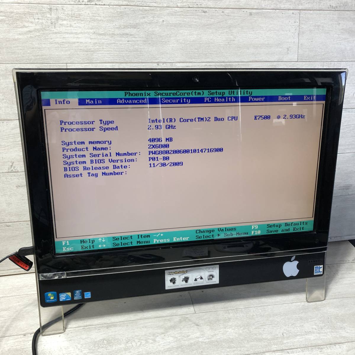 ■Gateway ZX6800 一体型　PC Core2Duo CPU E7500 2.93GHz BIOS起動OK ジャンク■サ22_画像1