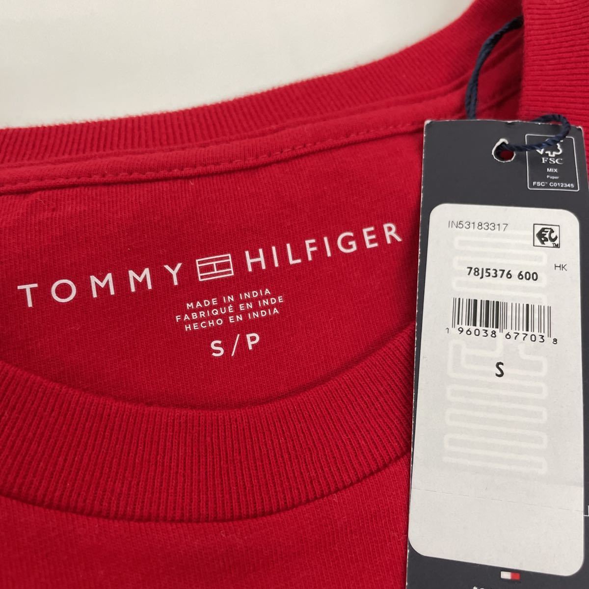 TOMMYHILFIGER トミーヒルフィガー メンズ 半袖Tシャツ S 赤 ロゴ _画像6